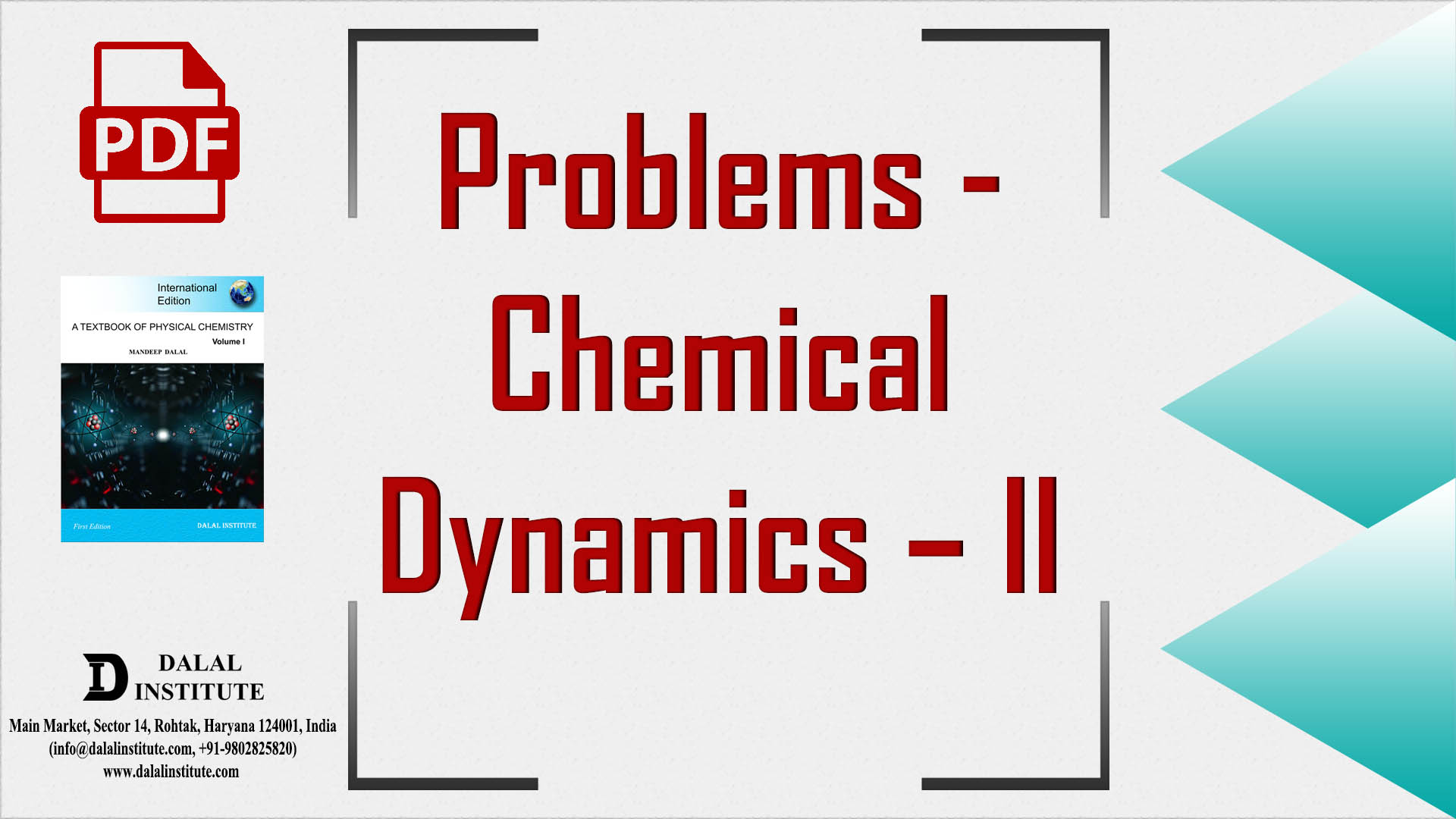 Problems - Chemical Dynamics – II - Dalal Institute : CHEMISTRY