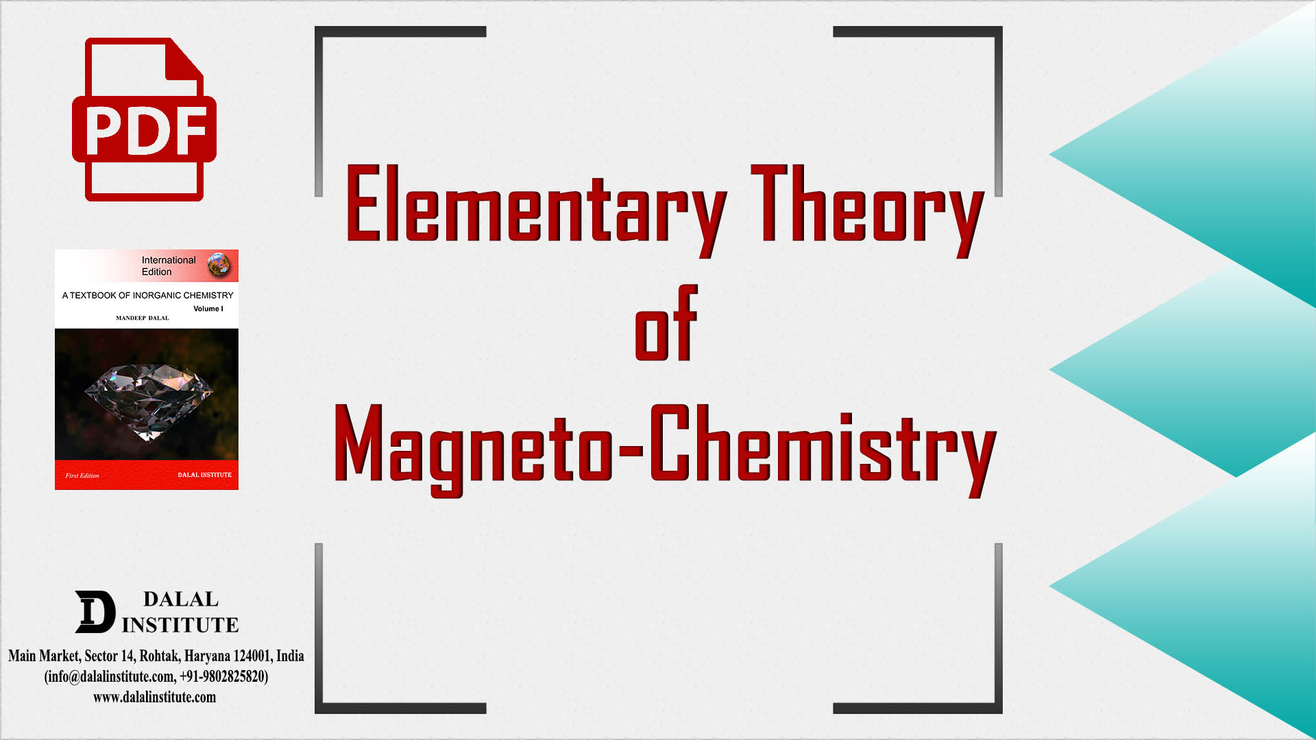 Elementary Theory Of Magneto-Chemistry - Dalal Institute