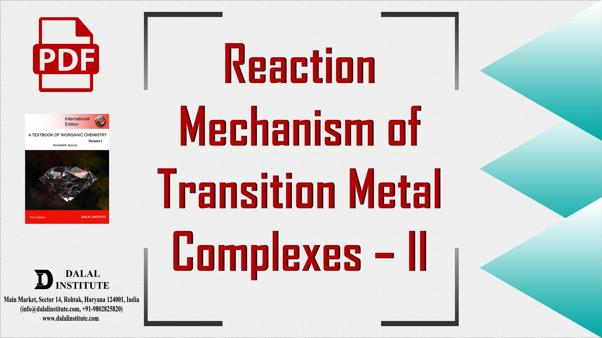 Reaction Mechanism Of Transition Metal Complexes-II - Dalal Institute